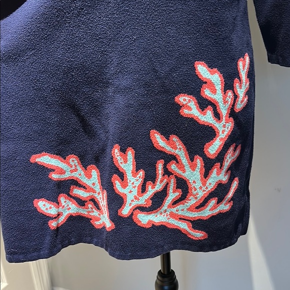 Lily Pulitzer Navy Blue Sweater Dress with Coral Accents—Cotton—Size XL - Picture 6 of 8